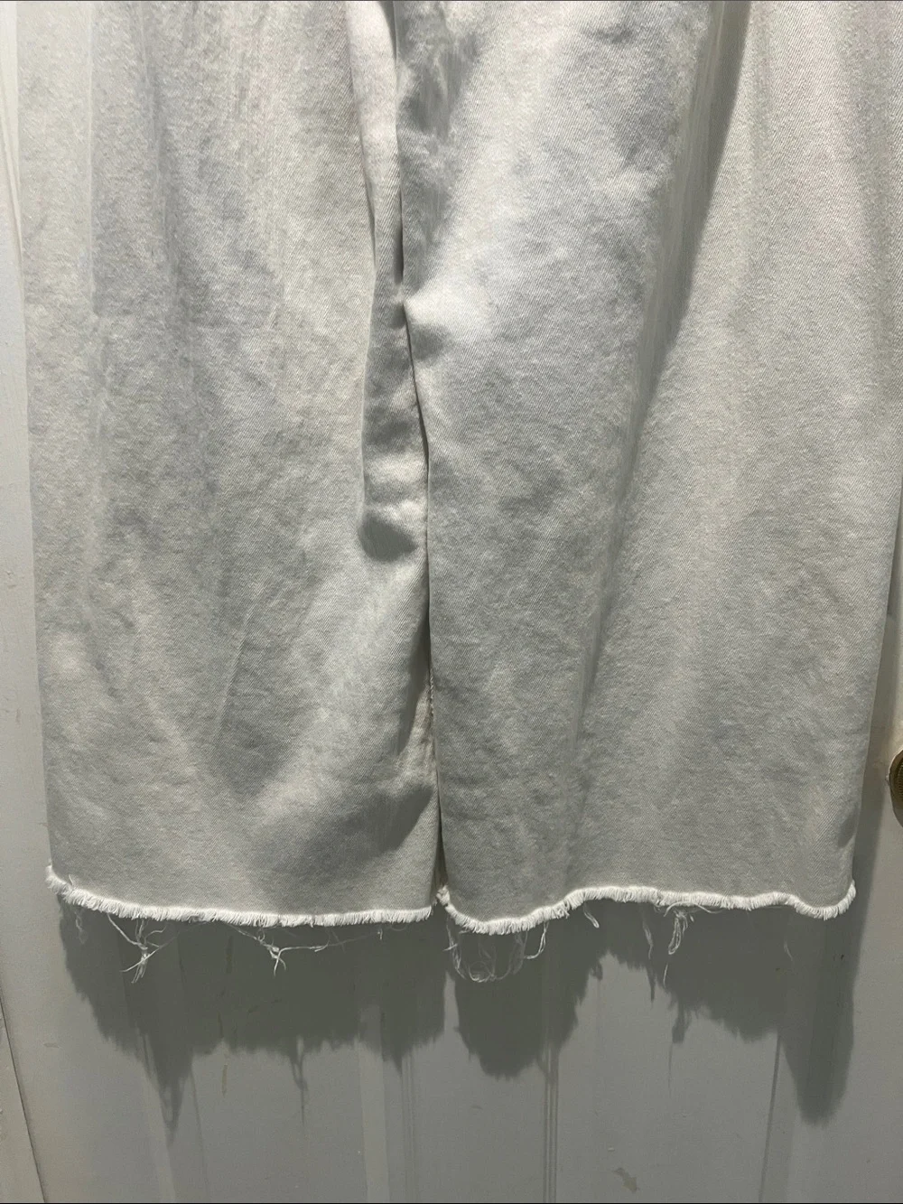 Miou Muse Wide Leg White Raw Hem Pants - Picture 9 of 10